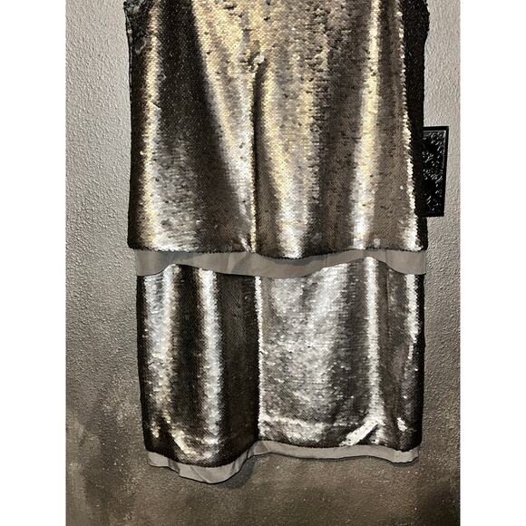 Banana Republic Platinum Sequin Dress Sz 4 Strapy Glam Cocktail Prom New Years - Picture 5 of 13